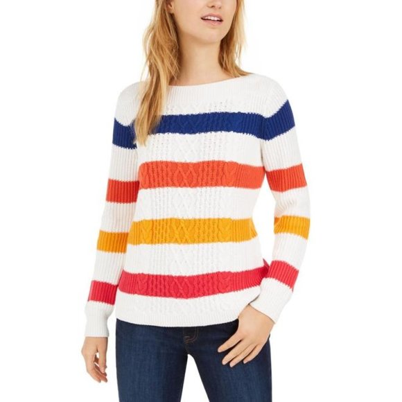 Tommy Hilfiger Sweaters - TOMMY HILF. nwt Striped Boat Neck Cate Pullover Sweater White S